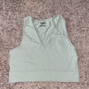 Garage Light Mint Ribbed V-Neck Crop Tank